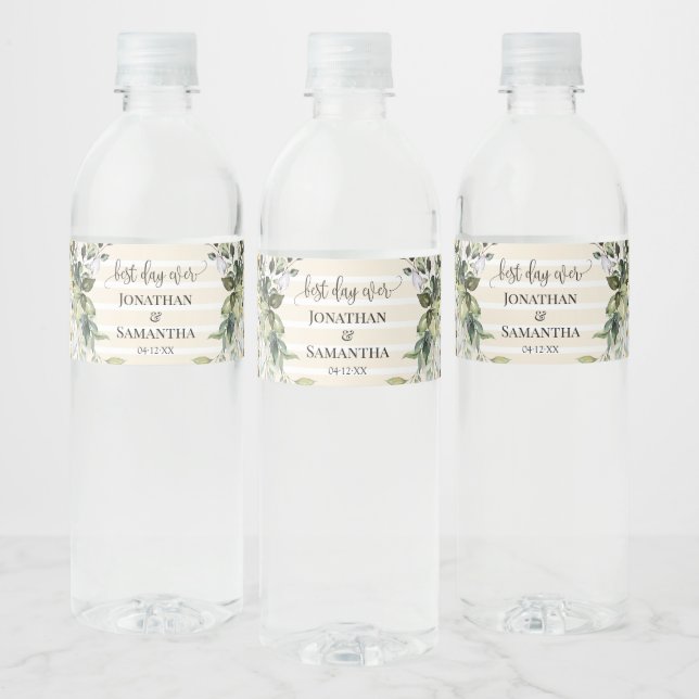Étiquette Pour Bouteilles D'eau Étiquette de bouteille Mariage d'eau vert or (Bouteilles)