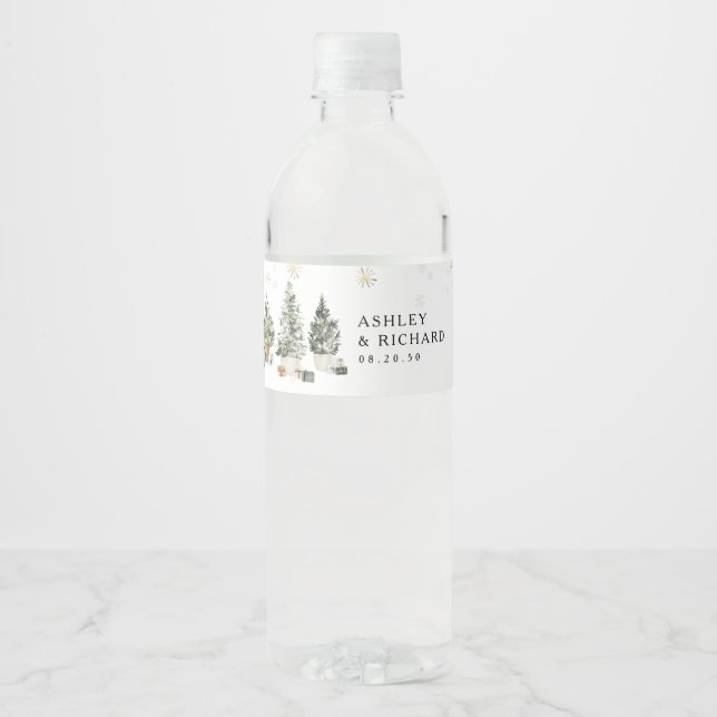 Étiquette Pour Bouteilles D'eau Étiquette de la bouteille d'eau de Noël Pine Tree (Devant)