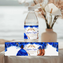Étiquette d'eau Quinceañera Cowboy Or Bleu Royal
