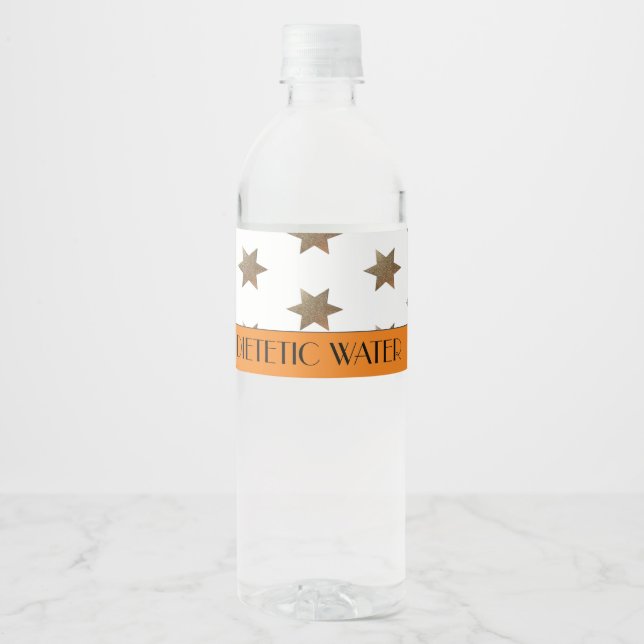 Étiquette Pour Bouteilles D'eau étoile d'or (Devant)