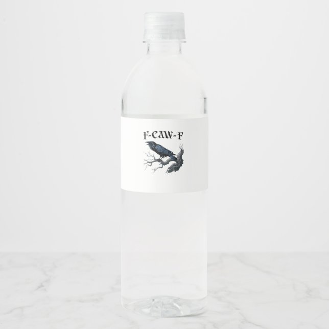 Étiquette Pour Bouteilles D'eau F-Caw-F Oiseau Drôle Corbeau (Devant)