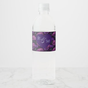 Étiquette Pour Bouteilles D'eau Fantaisie de mariage vintage avec œillet violet ra