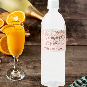 Étiquette Pour Bouteilles D'eau Fard à joues rose gold pailleté pour fête d'annive