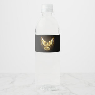 Étiquette Pour Bouteilles D'eau Faux Gold Foil Peace Dove en noir