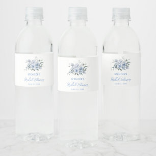 Étiquette Pour Bouteilles D'eau Faveur de Fête de Mariage Florale Bleu Poussiéreux