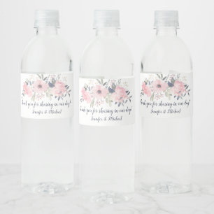 Étiquette Pour Bouteilles D'eau Faveurs de mariage Rose Pâle et Nuit sur Fond Blan