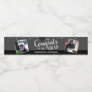 Étiquette Pour Bouteilles D'eau Félicitations à la photo d'argent élégante