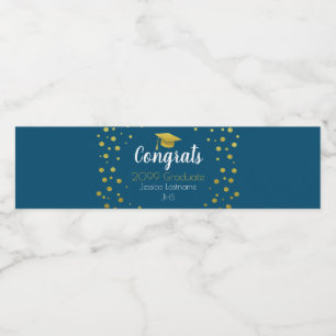 Étiquette Pour Bouteilles D'eau Félicitations Elegant Gold Confetti