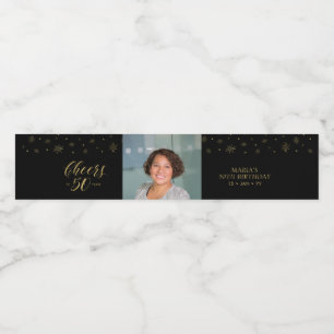 Étiquette Pour Bouteilles D'eau Félicitations Or & Noir 50 ans, Fête d'anniversair