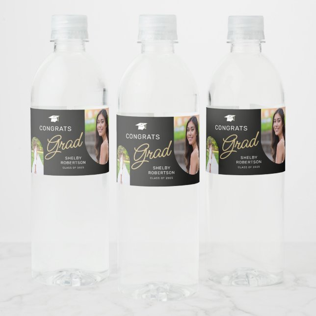 Étiquette Pour Bouteilles D'eau Félicitations Script Moderne Arch 2 Photo  (Bouteilles)