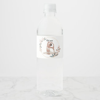Étiquette Pour Bouteilles D'eau Femme en yoga pose arc fleur boho