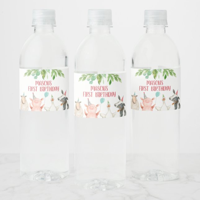 Étiquette Pour Bouteilles D'eau Ferme Anniversaire Barnyard Animaux Boy Decor Étiq (Bouteilles)