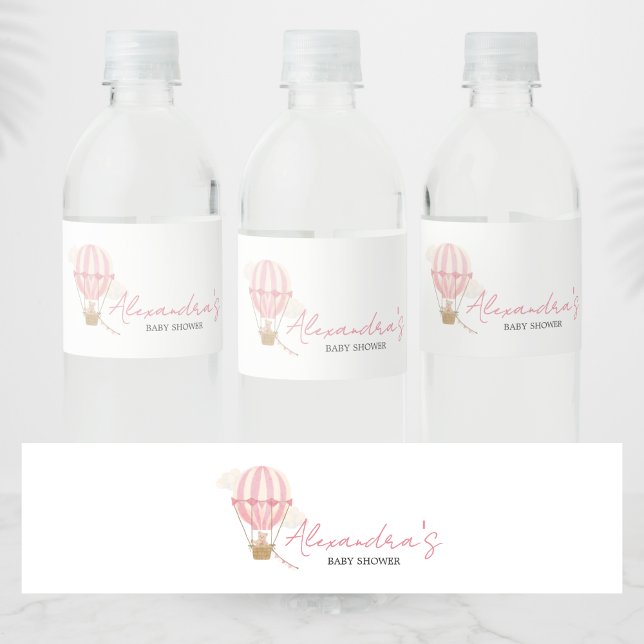 Étiquette Pour Bouteilles D'eau Fête bébé ours rose bohème  (Oh Baby Bear Baby Shower Water Bottle Label)