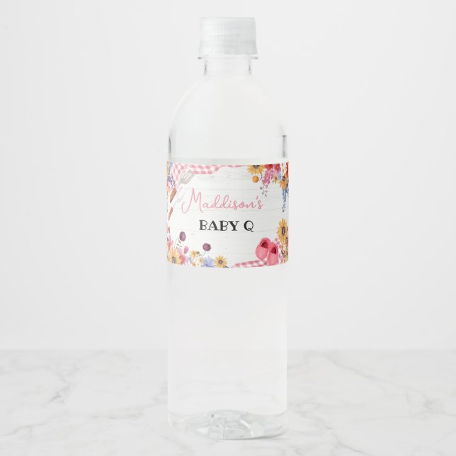 Étiquette Pour Bouteilles D'eau Fête bébé Shower Barbeque Rose (Devant)