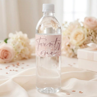 Étiquette Pour Bouteilles D'eau Fête d'anniversaire 21 ans pailletée or rose