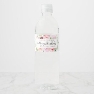 Étiquette Pour Bouteilles D'eau Fête d'anniversaire 40 ans Fleur de pivoine rose