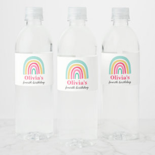 Étiquette Pour Bouteilles D'eau Fête d'anniversaire aux couleurs vives de l'arc-en