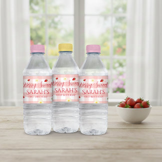 Étiquette Pour Bouteilles D'eau Fête d'anniversaire Berry Sweet Strawberry 1 an
