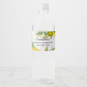 Étiquette Pour Bouteilles D'eau Fête d'anniversaire champêtre à l'aquarelle avec t