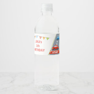 Étiquette Pour Bouteilles D'eau Fête d'anniversaire de course de voiture pour enfa