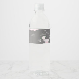 Étiquette Pour Bouteilles D'eau Fête d'anniversaire de danseuse de Pink & Grey Cou
