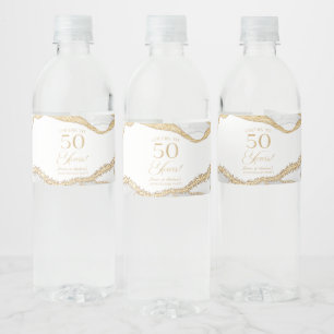 Étiquette Pour Bouteilles D'eau Fête d'anniversaire de mariage de 50 ans en agate