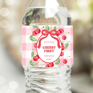 Étiquette Pour Bouteilles D'eau Fête d'anniversaire de première année Cerise Coque