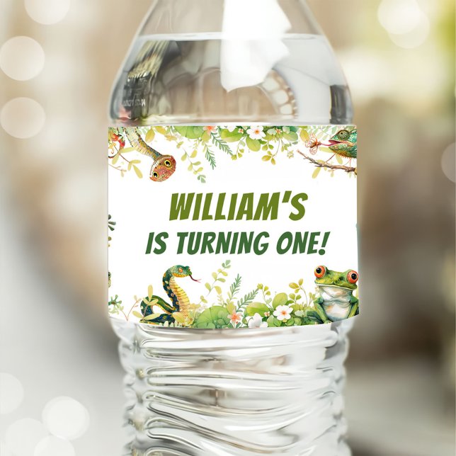 Étiquette Pour Bouteilles D'eau Fête d'anniversaire du reptile Show (Créateur téléchargé)