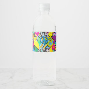 Étiquette Pour Bouteilles D'eau Fête d'anniversaire FUN Rétro Groovy 60's Soixante