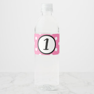 Étiquette Pour Bouteilles D'eau Fête d'anniversaire pois rose et blanc