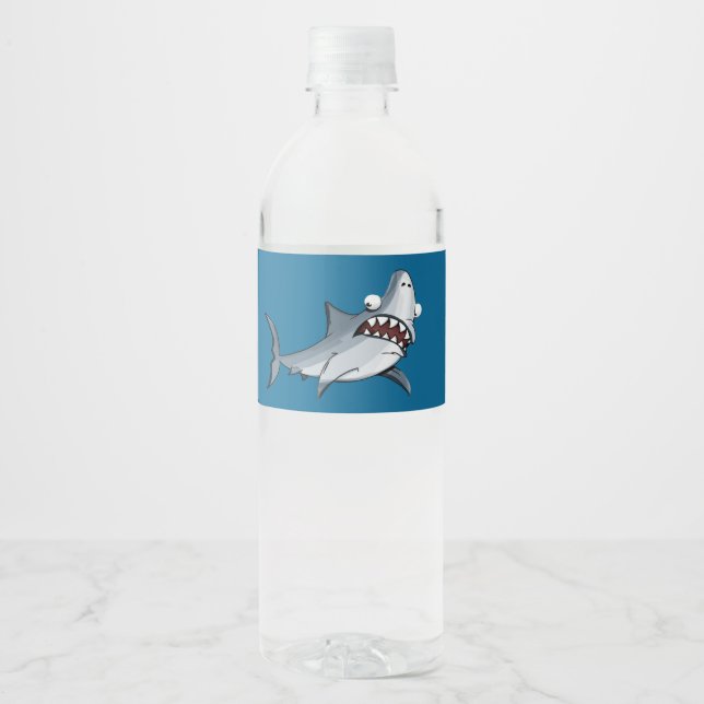 Étiquette Pour Bouteilles D'eau Fête d'anniversaire requin mignon (Devant)