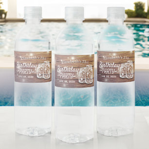 Étiquette Pour Bouteilles D'eau Fête d'anniversaire Rustic Wood Mason Jar String l