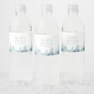 Étiquette Pour Bouteilles D'eau Fête d'anniversaire Silver Snow Winter Wonderland 