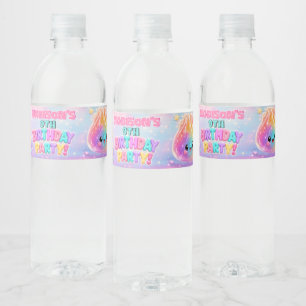 Étiquette Pour Bouteilles D'eau Fête d'anniversaire Squishies Pailletées Arc-en-Ci