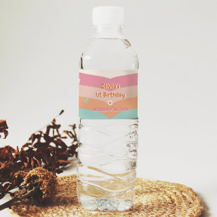 Étiquette Pour Bouteilles D'eau Fête d'anniversaire super Retro Rainbow