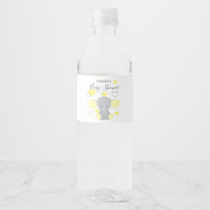 Étiquette Pour Bouteilles D'eau Fête de Baby shower fille éléphant jaune