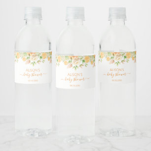 Étiquette Pour Bouteilles D'eau Fête de bébé fille à la verdure florale de rose ja