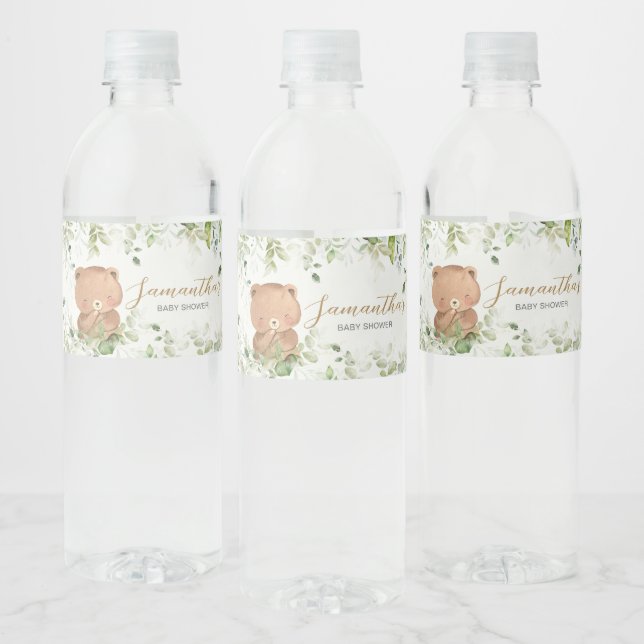 Étiquette Pour Bouteilles D'eau Fête de bébé Ourson Verdure (Bouteilles)