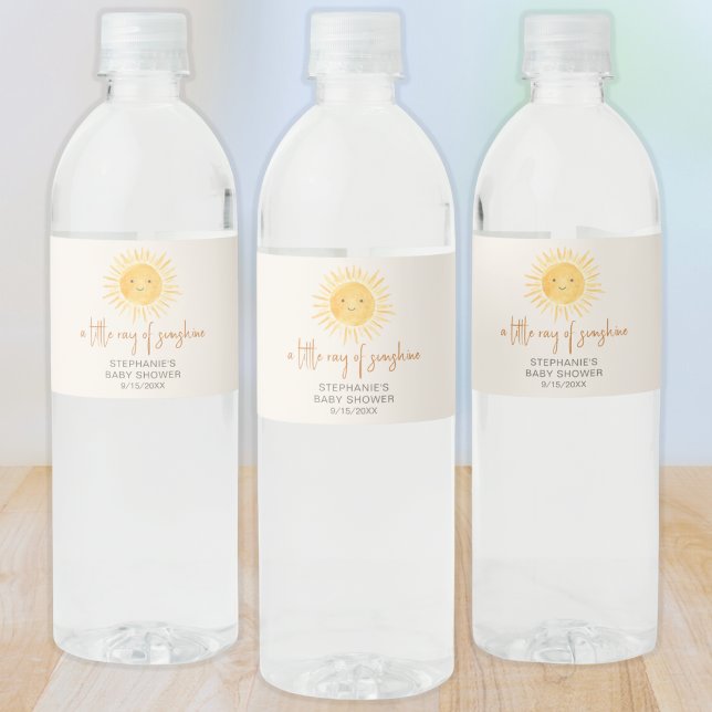 Étiquette Pour Bouteilles D'eau Fête de Bébé Rayon de Soleil (Créateur téléchargé)