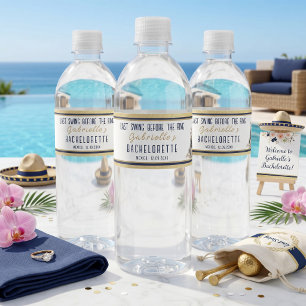 Étiquette Pour Bouteilles D'eau Fête de Fiançailles de Golf Florale Or de la Marin