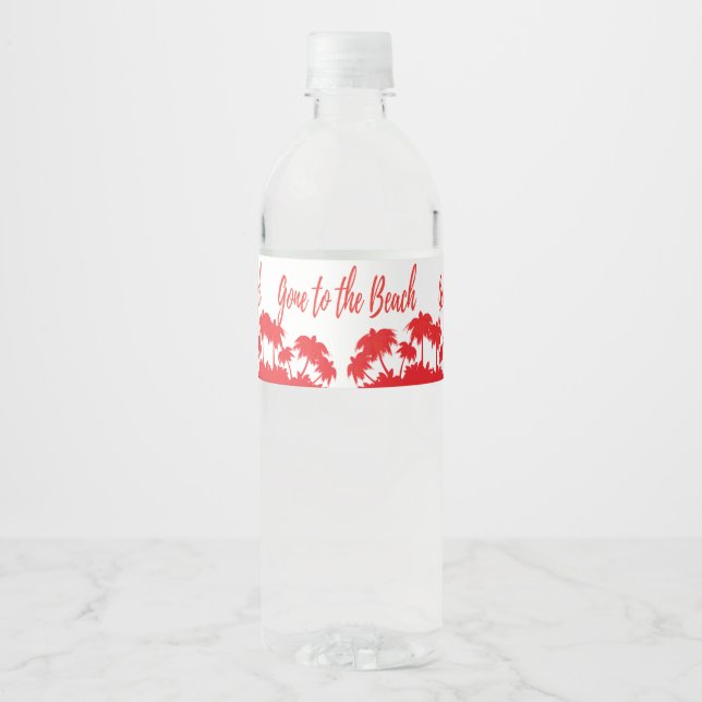 Étiquette Pour Bouteilles D'eau fête de la plage de palme (Devant)
