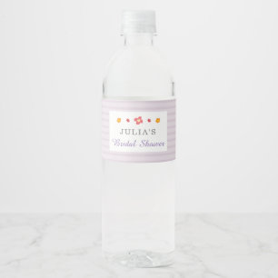 Étiquette Pour Bouteilles D'eau Fête de mariage aux rayures violettes florales