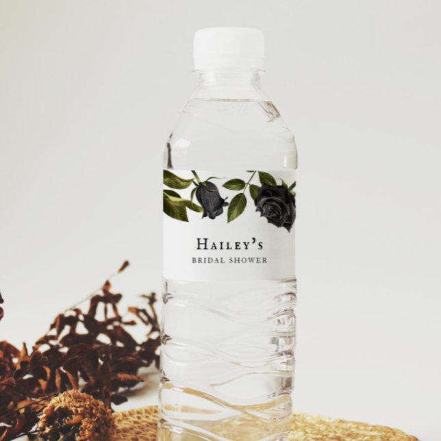 Étiquette Pour Bouteilles D'eau Fête de mariage gothique florale blanche (Créateur téléchargé)