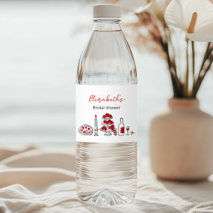 Étiquette Pour Bouteilles D'eau Fête de mariage italienne rouge dessinée à la main