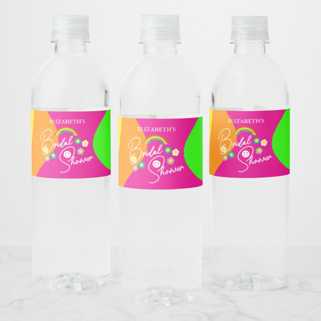 Étiquette Pour Bouteilles D'eau Fête de mariage rétro funky (Bouteilles)