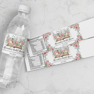 Étiquette Pour Bouteilles D'eau Fête de mariage thème livre Rose Pâle Floral Nouve