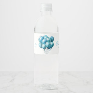Étiquette Pour Bouteilles D'eau Fête de naissance garçon aquarelle ballons bleus