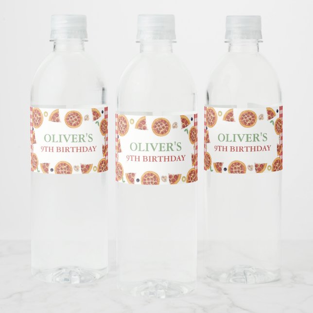 Étiquette Pour Bouteilles D'eau Fête de Pizza, Tranches de Fun (Bouteilles)