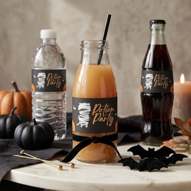 Étiquette Pour Bouteilles D'eau Fête de Potions Mummy Chaton Halloween (Créateur téléchargé)