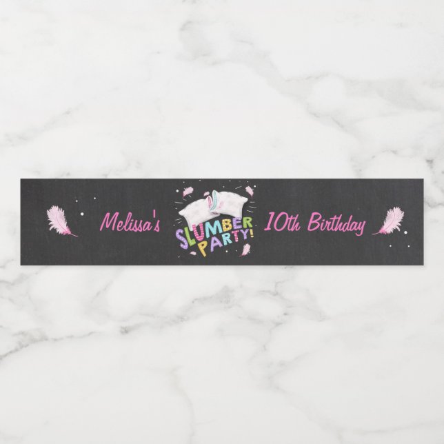 Étiquette Pour Bouteilles D'eau Fête de sciage Bouteille d'eau étiquette Sleepover (Étiquettes simples)